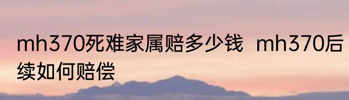 mh370死难家属赔多少钱  mh370后续如何赔偿