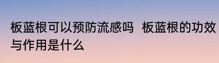 板蓝根可以预防流感吗  板蓝根的功效与作用是什么