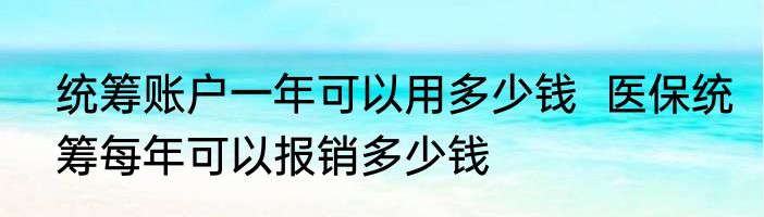 统筹账户一年可以用多少钱  医保统筹每年可以报销多少钱