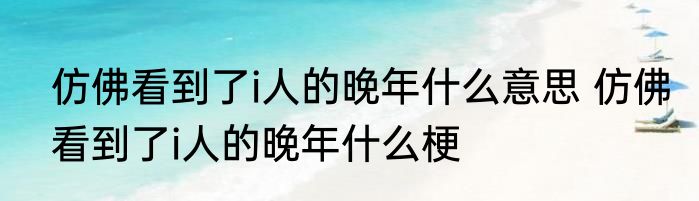 仿佛看到了i人的晚年什么意思 	仿佛看到了i人的晚年什么梗