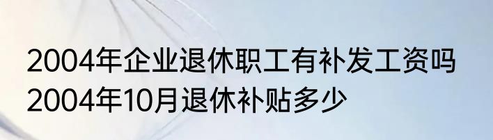 2004年企业退休职工有补发工资吗   2004年10月退休补贴多少