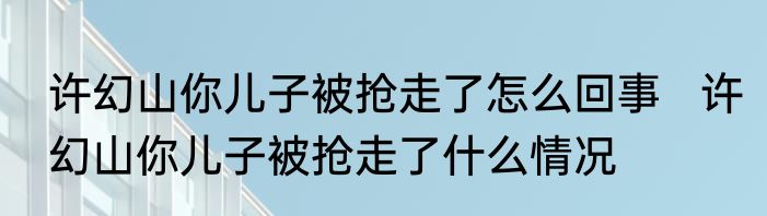 许幻山你儿子被抢走了怎么回事   许幻山你儿子被抢走了什么情况