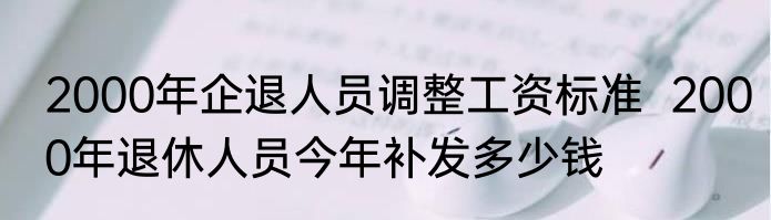2000年企退人员调整工资标准  2000年退休人员今年补发多少钱