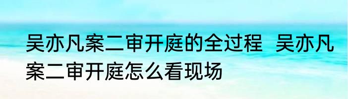 吴亦凡案二审开庭的全过程  吴亦凡案二审开庭怎么看现场