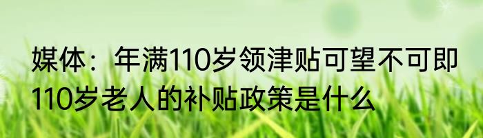  媒体：年满110岁领津贴可望不可即   110岁老人的补贴政策是什么