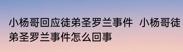 小杨哥回应徒弟圣罗兰事件  小杨哥徒弟圣罗兰事件怎么回事
