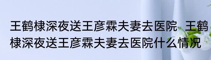 王鹤棣深夜送王彦霖夫妻去医院  王鹤棣深夜送王彦霖夫妻去医院什么情况