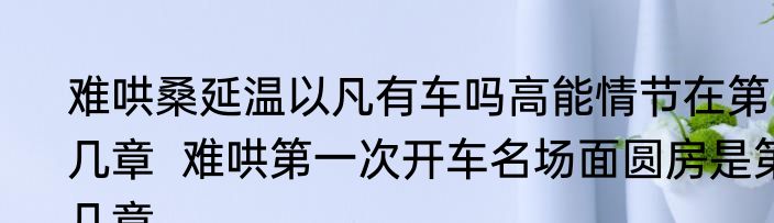 难哄桑延温以凡有车吗高能情节在第几章  难哄第一次开车名场面圆房是第几章