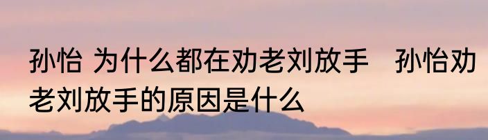 孙怡 为什么都在劝老刘放手   孙怡劝老刘放手的原因是什么