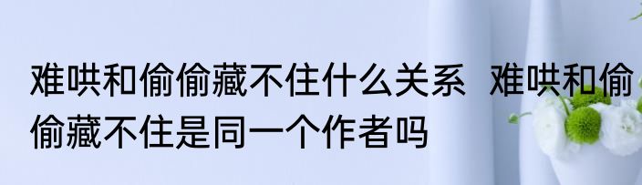 难哄和偷偷藏不住什么关系  难哄和偷偷藏不住是同一个作者吗