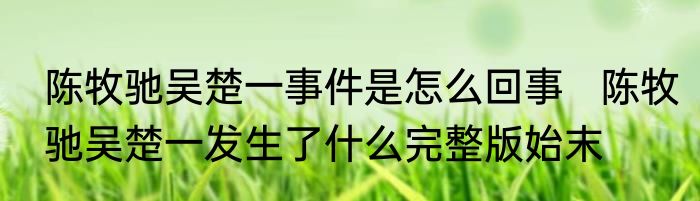 陈牧驰吴楚一事件是怎么回事   陈牧驰吴楚一发生了什么完整版始末