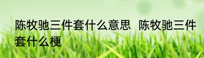陈牧驰三件套什么意思  陈牧驰三件套什么梗