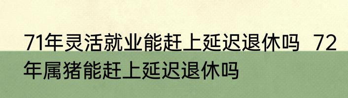 71年灵活就业能赶上延迟退休吗  72年属猪能赶上延迟退休吗