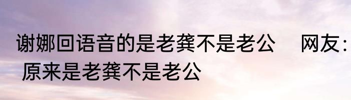 谢娜回语音的是老龚不是老公    网友： 原来是老龚不是老公