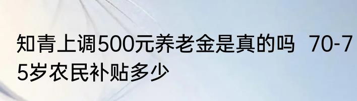 知青上调500元养老金是真的吗  70-75岁农民补贴多少