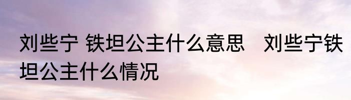 刘些宁 铁坦公主什么意思   刘些宁铁坦公主什么情况