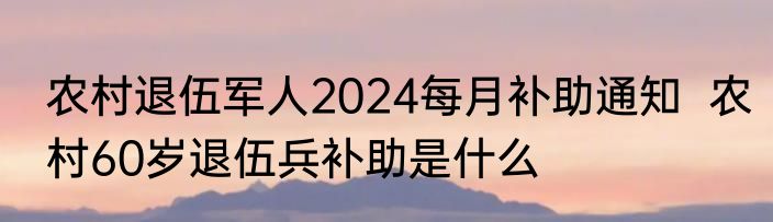 农村退伍军人2024每月补助通知  农村60岁退伍兵补助是什么