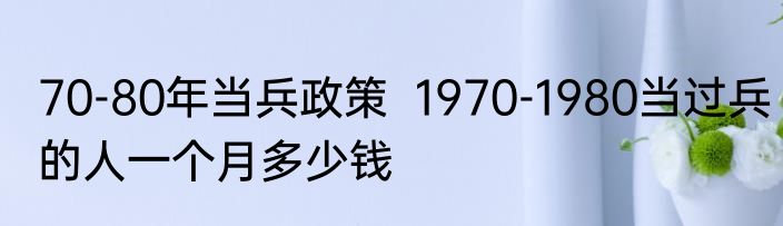 70-80年当兵政策  1970-1980当过兵的人一个月多少钱