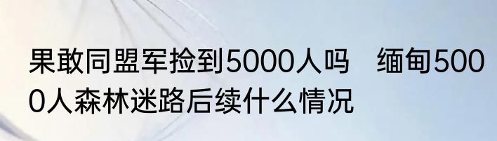 果敢同盟军捡到5000人吗   缅甸5000人森林迷路后续什么情况