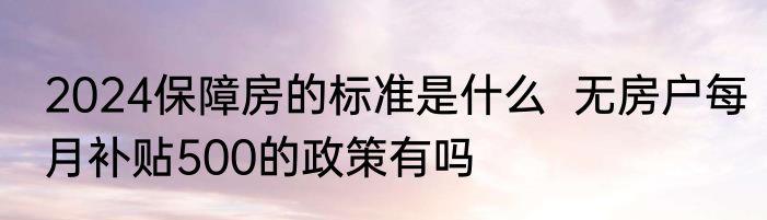 2024保障房的标准是什么  无房户每月补贴500的政策有吗