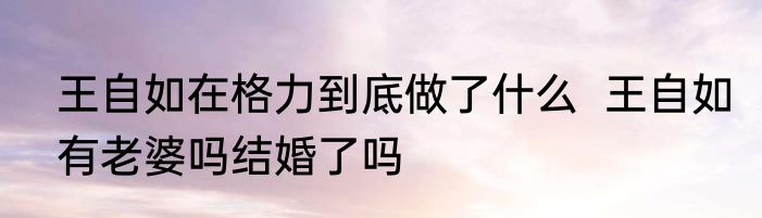 王自如在格力到底做了什么  王自如有老婆吗结婚了吗