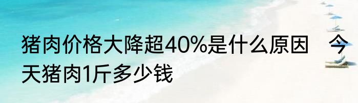 猪肉价格大降超40%是什么原因   今天猪肉1斤多少钱
