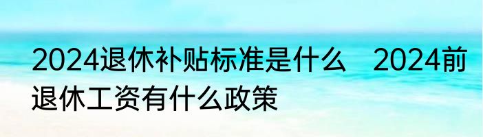 2024退休补贴标准是什么   2024前退休工资有什么政策