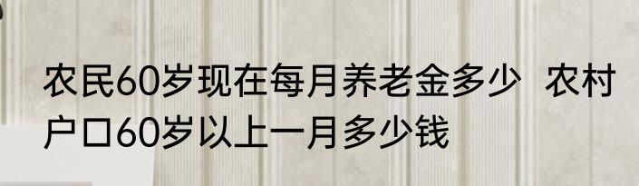 农民60岁现在每月养老金多少  农村户口60岁以上一月多少钱