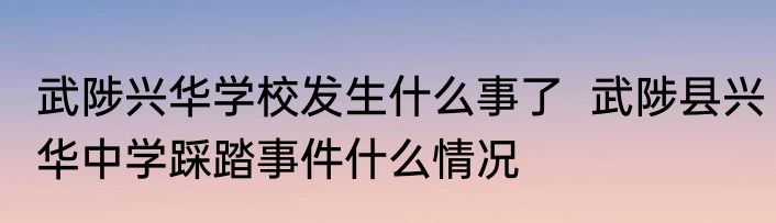 武陟兴华学校发生什么事了  武陟县兴华中学踩踏事件什么情况