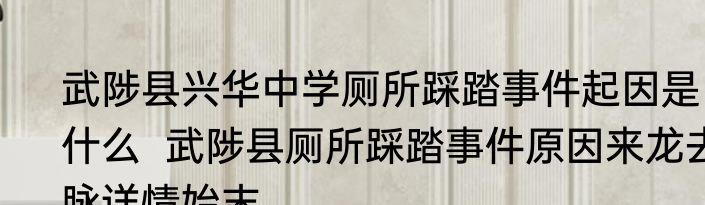 武陟县兴华中学厕所踩踏事件起因是什么  武陟县厕所踩踏事件原因来龙去脉详情始末