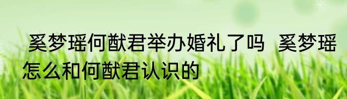  奚梦瑶何猷君举办婚礼了吗  奚梦瑶怎么和何猷君认识的