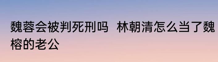魏蓉会被判死刑吗  林朝清怎么当了魏榕的老公