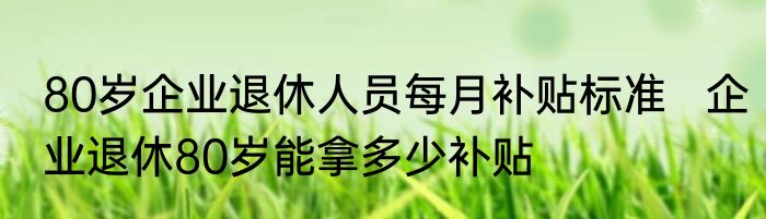 80岁企业退休人员每月补贴标准   企业退休80岁能拿多少补贴