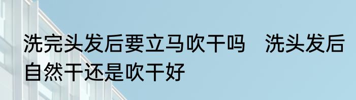洗完头发后要立马吹干吗   洗头发后自然干还是吹干好
