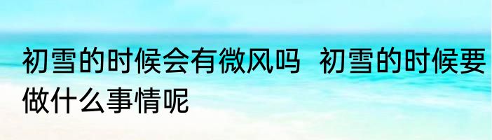 初雪的时候会有微风吗  初雪的时候要做什么事情呢