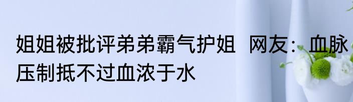 姐姐被批评弟弟霸气护姐  网友：血脉压制抵不过血浓于水