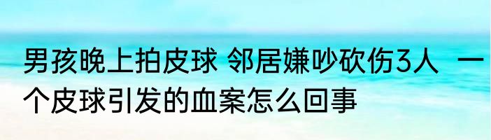 男孩晚上拍皮球 邻居嫌吵砍伤3人  一个皮球引发的血案怎么回事