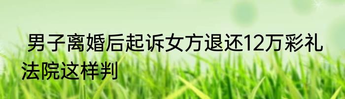  男子离婚后起诉女方退还12万彩礼  法院这样判
