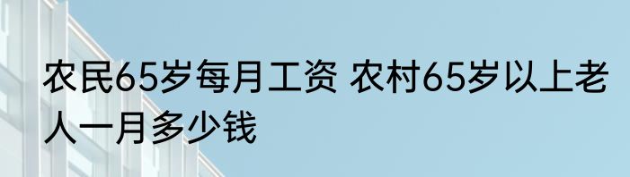 农民65岁每月工资 农村65岁以上老人一月多少钱