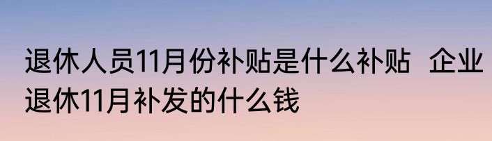 退休人员11月份补贴是什么补贴  企业退休11月补发的什么钱
