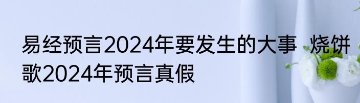 易经预言2024年要发生的大事	  烧饼歌2024年预言真假