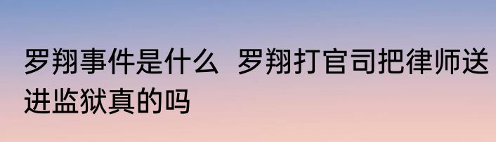 罗翔事件是什么  罗翔打官司把律师送进监狱真的吗