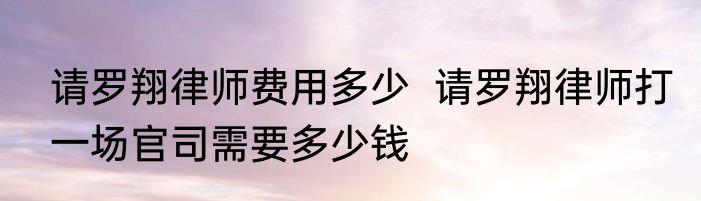 请罗翔律师费用多少  请罗翔律师打一场官司需要多少钱