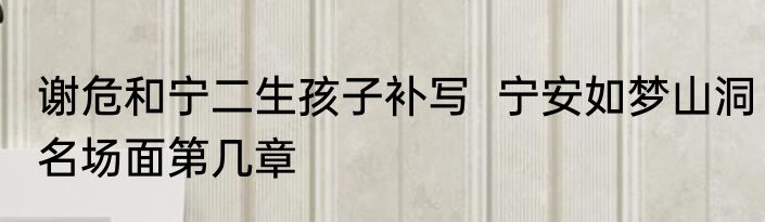 谢危和宁二生孩子补写  宁安如梦山洞名场面第几章