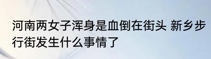 河南两女子浑身是血倒在街头 新乡步行街发生什么事情了