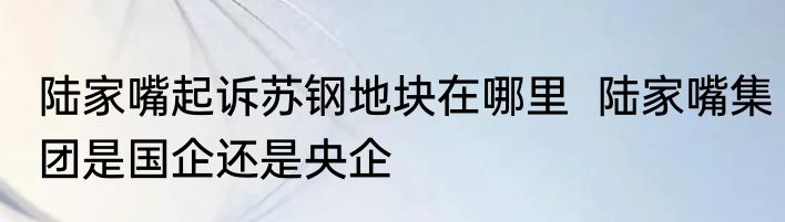 陆家嘴起诉苏钢地块在哪里  陆家嘴集团是国企还是央企