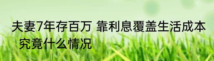夫妻7年存百万 靠利息覆盖生活成本   究竟什么情况