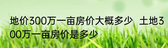 地价300万一亩房价大概多少  土地300万一亩房价是多少