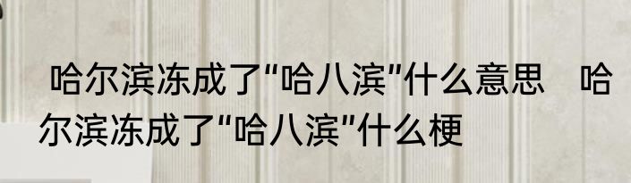  哈尔滨冻成了“哈八滨”什么意思   哈尔滨冻成了“哈八滨”什么梗