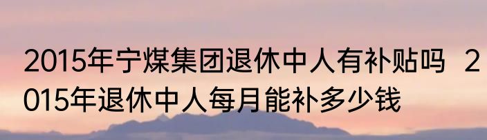 2015年宁煤集团退休中人有补贴吗  2015年退休中人每月能补多少钱